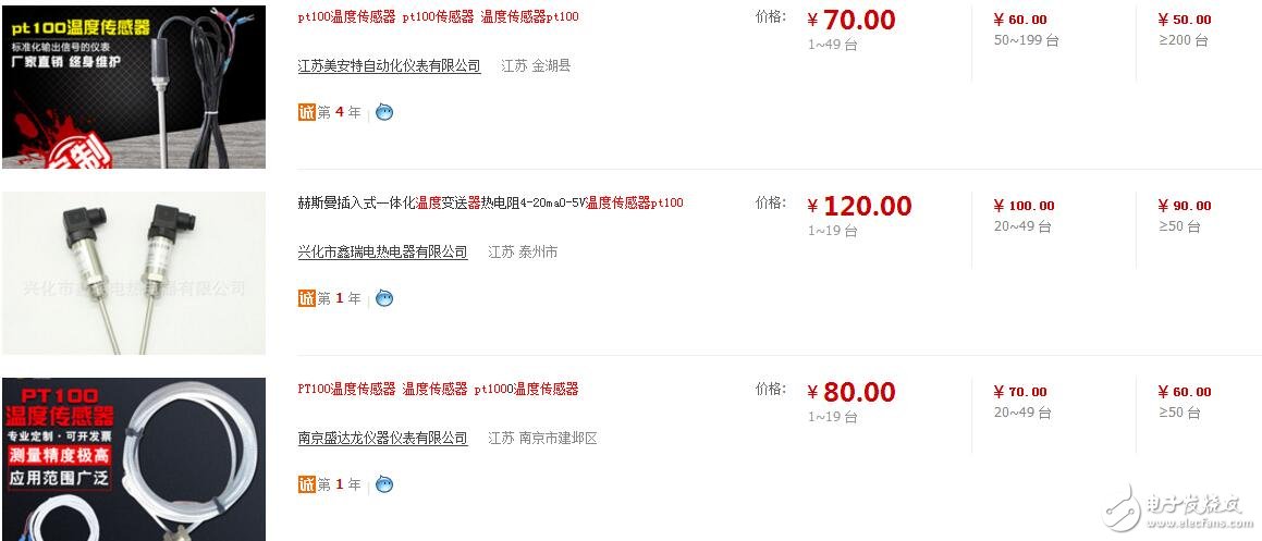 pt100溫度傳感器型號，pt100溫度傳感器價格