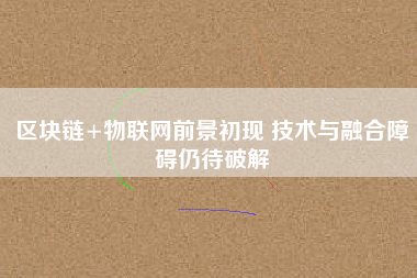 區(qū)塊鏈+物聯(lián)網(wǎng)前景初現(xiàn) 技術(shù)與融合障礙仍待破解 區(qū)塊鏈+物聯(lián)網(wǎng)前景初現(xiàn) 技術(shù)與融合障礙仍待破解