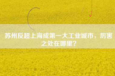蘇州反超上海成第一大工業(yè)城市,厲害之處在哪里? 蘇州反超上海成第一大工業(yè)城市,厲害之處在哪里?