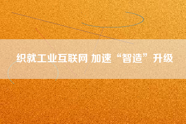 織就工業互聯網 加速“智造”升級